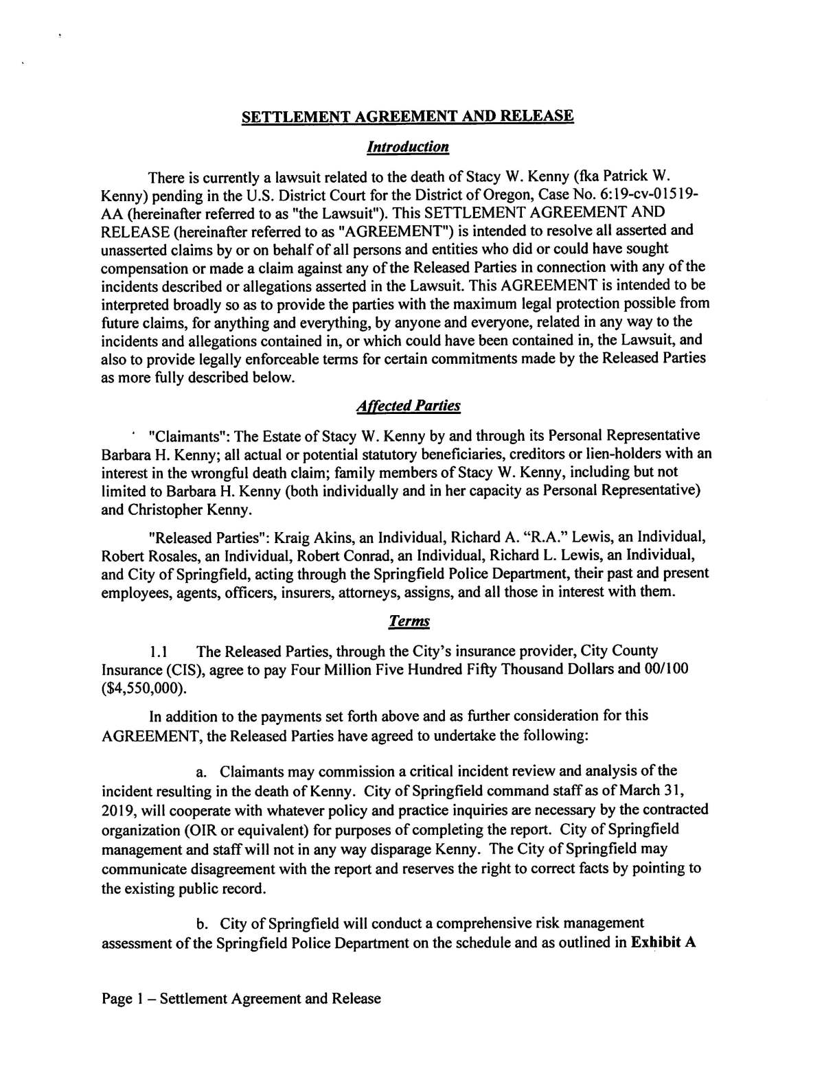 Final Settlement Agreement